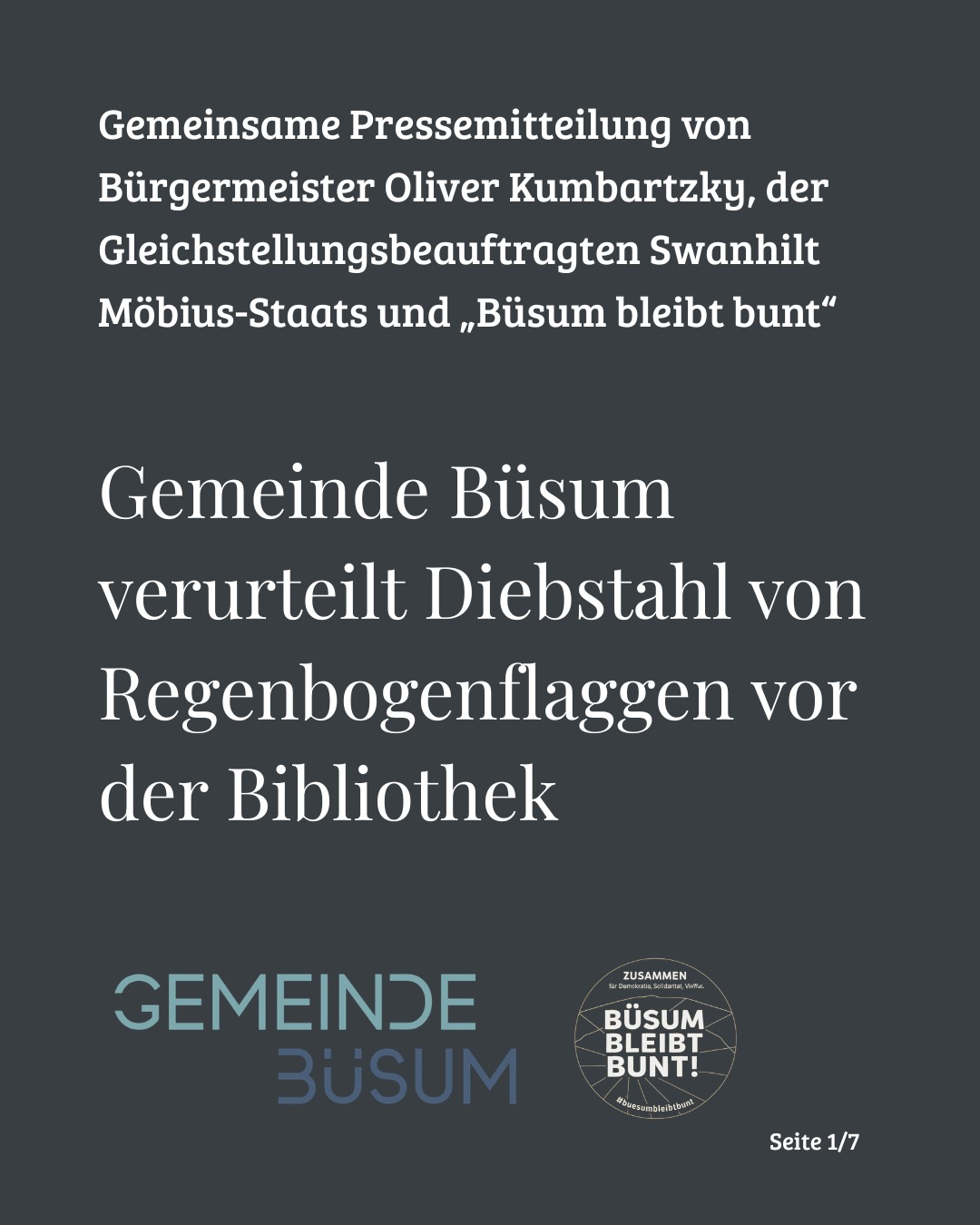 Gemeinsame Pressemitteilung gegen queerfeindliche Aktion in Büsum